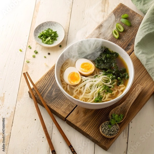 Obraz Delicious ramen made with eggs.