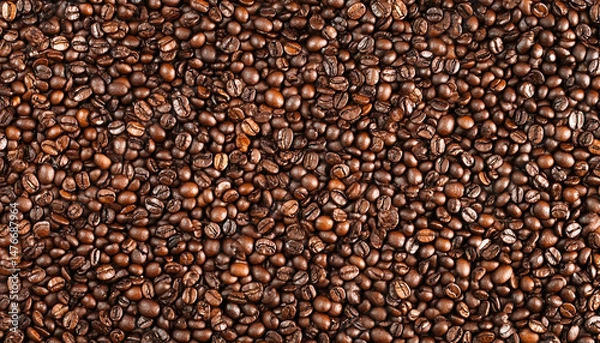 Obraz Many roasted coffee beans on white background