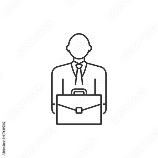 Fototapeta Male character with briefcase icon. Businessman symbol modern, simple, vector, icon for website design, mobile app, ui. Vector Illustration