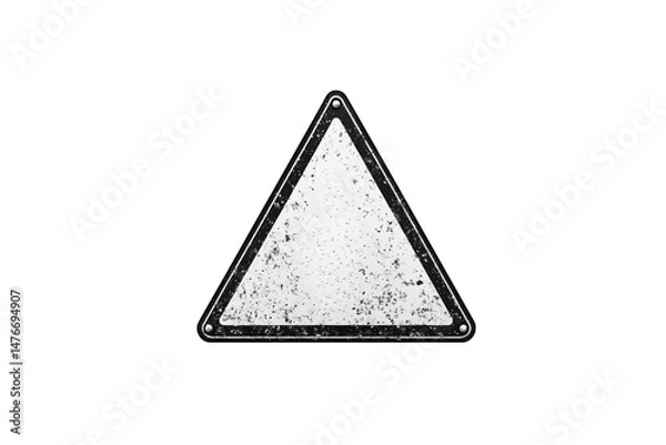 Fototapeta Old triangle sign – A weathered triangular metal sign with scratches, symbolizing caution or yield, isolated on a transparent background