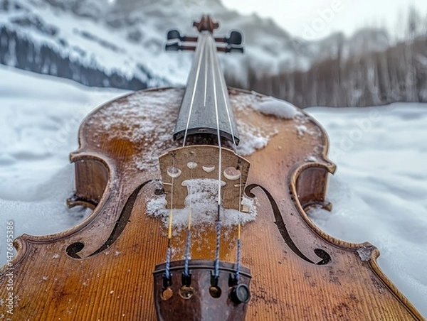 Obraz Old Violin Surrounded by Snow Depicts Financial Pressure and Deadlines