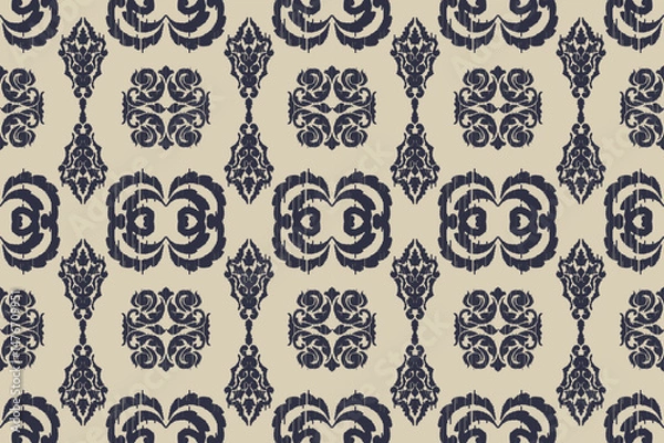 Obraz Motifs African boho paisley Floral embroidery Ikat pattern border. Ethnic ikat floral Ethnic Indian Pattern Ikat pattern Ethnic Pattern.Border indian floral Aztec embroidery border seamless patterns.