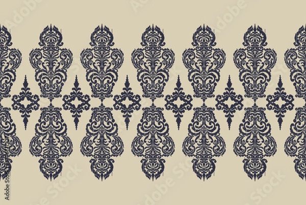 Obraz Saree Sarong Motifs Ikat floral paisley embroidery floral.ikat ethnic oriental  seamless pattern traditional.Ikat embroidery style abstract embroidery design for texture,fabric,clothing,wrapping.