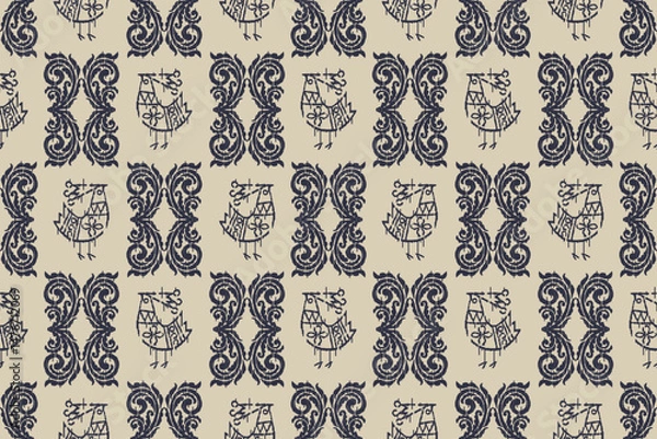 Obraz Motifs African boho paisley Floral Ikat seamless pattern embroidery border. Ethnic ikat floral Ethnic Indian Pattern Ikat pattern Ethnic Pattern.Border floral Aztec embroidery border seamless patterns