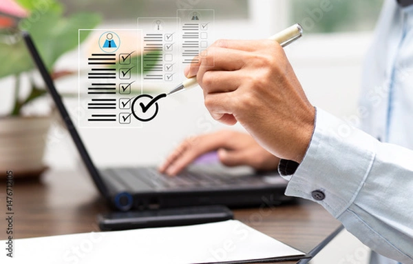Fototapeta human resource management and selection perfect employee for company	