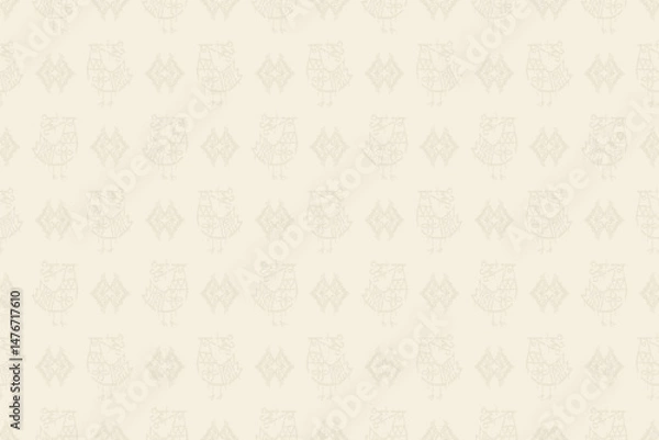 Obraz Ethnic abstract ikat fabric artwork with seamless patterns, combining tribal, indigenous and Mexican embroidery with Aztec geometric motifs. Ideal for rugs, wallpapers, throws, fabrics and clothing.