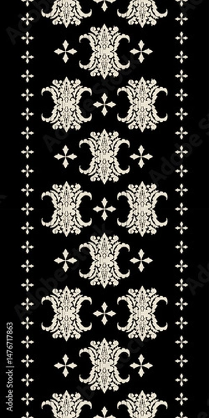 Obraz Saree Sarong Motifs Ikat floral paisley embroidery floral.ikat ethnic oriental pattern traditional.Ikat embroidery style abstract embroidery design for texture,fabric,clothing,wrapping,decoration