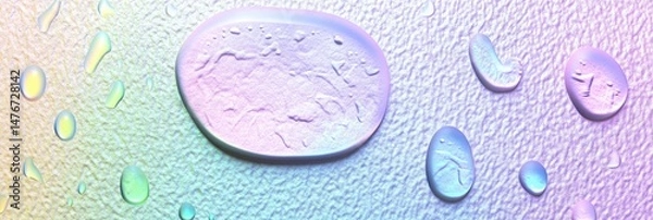 Obraz Water droplets on a textured, iridescent surface
