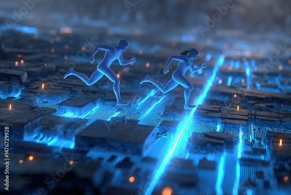 Fototapeta The human model that is running on the processor.