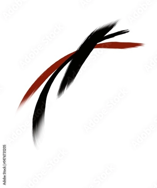 Fototapeta Abstract lines black and red ink 