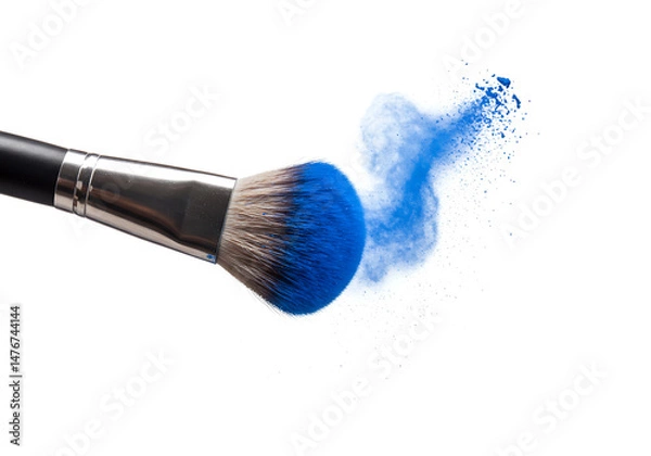 Obraz Blue Eyeshadow Explosion: Makeup Brush Magic