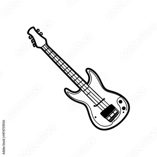 Fototapeta electric guitar vector line art illustration