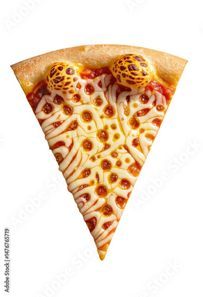 Obraz Pizza Slice, with Mozzarella, Red Sauce, and Fungi Toppings, transparent background.
