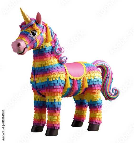 Obraz Rainbow Unicorn Pi?ata, with Transparent Background, Fiesta Party.