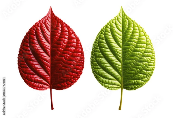 Obraz Red and Green Leaves, Autumn Foliage with transparent background.