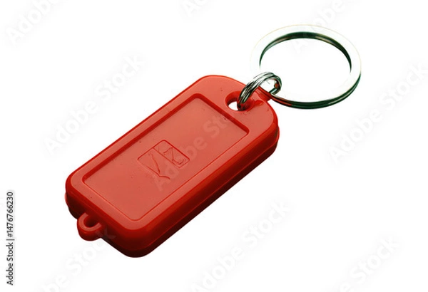 Obraz Red Key Tag, with Silver Ring, Luggage Identifier transparent background.