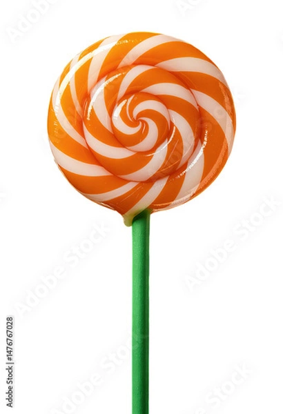 Obraz Swirl Lollipop, Orange & White Candy with transparent background.