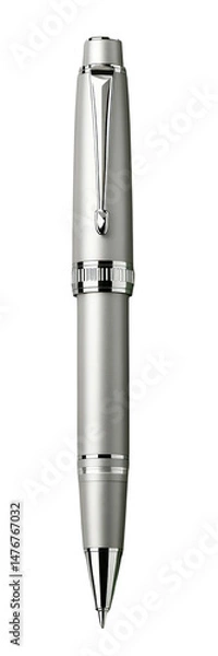 Obraz Silver Writing Pen, Metal Clip, with Transparent Background.