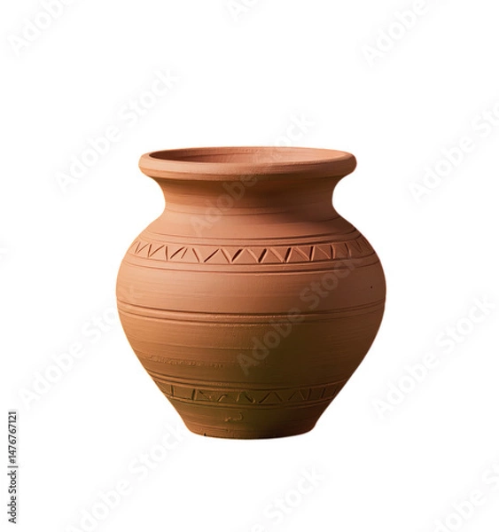 Obraz Terracotta Vase, Etched Design with Transparent Background..
