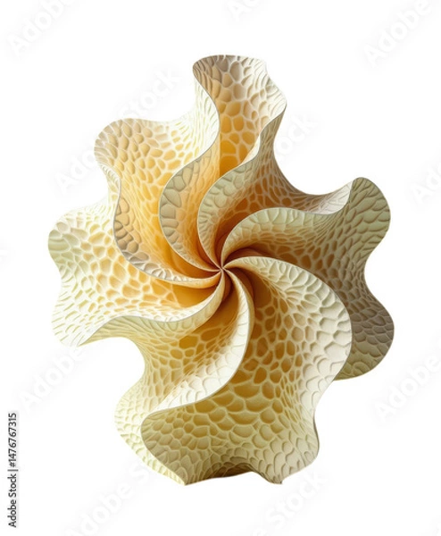 Obraz Textured swirl, yellow & white abstract flower with transparent background.