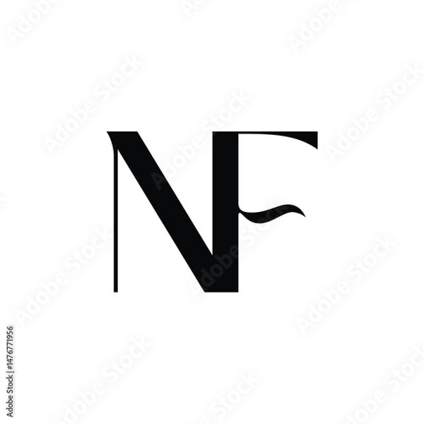 Fototapeta NF monogram logo design letter text name symbol monochrome logotype alphabet character simple logo