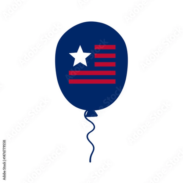 Fototapeta Patriotic balloon. Design element for 4th of July. Independence day. Vector icon. Illustration on white background.