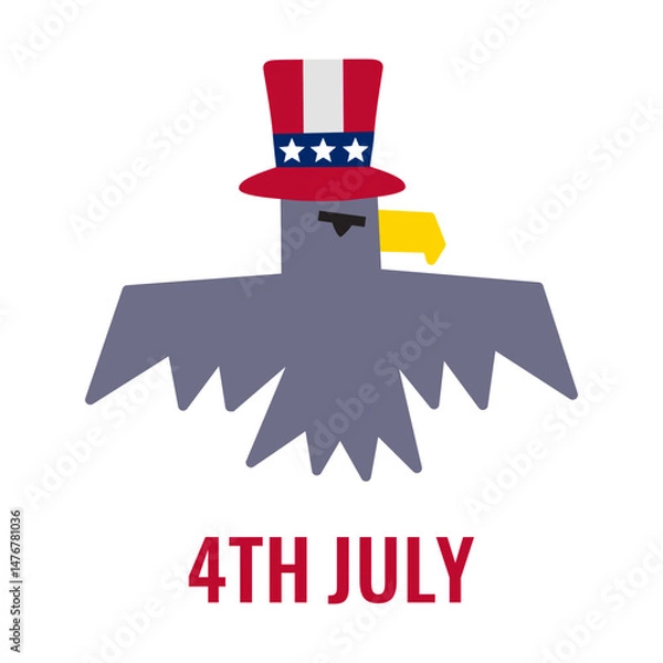 Fototapeta Eagle patriotic hat. Flat vector design. Illustration on white background.