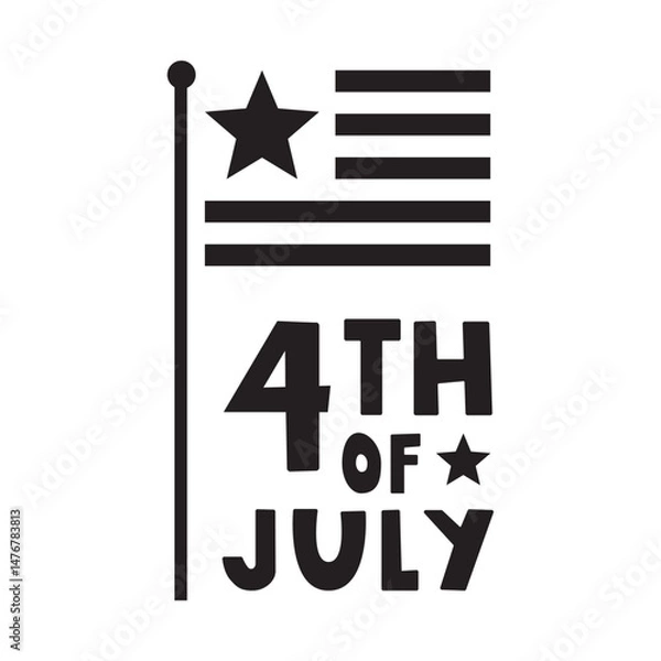 Fototapeta 4th of July. Independence day. Graphic design. Illustration on white background.