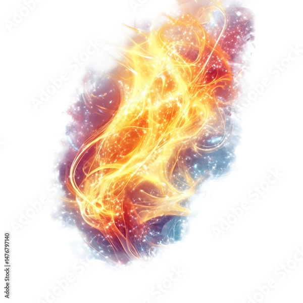 Fototapeta bright blazing flame shape with dynamic energy isolated png transparent cutout