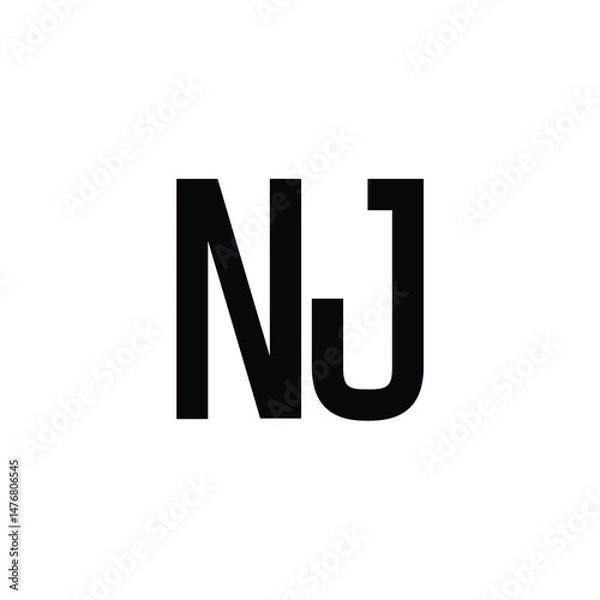 Fototapeta NJ monogram logo design letter text name symbol monochrome logotype alphabet character simple logo