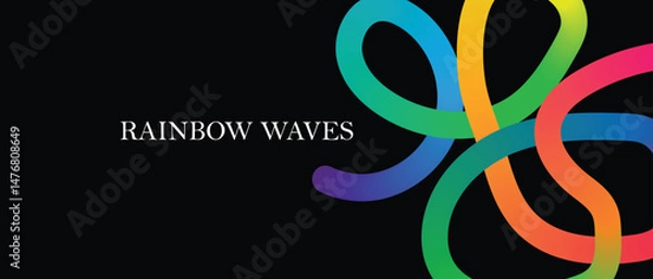 Fototapeta 3D Rainbow Gradient Waves on White – Abstract Wavy Lines & Spiral Ribbons Background