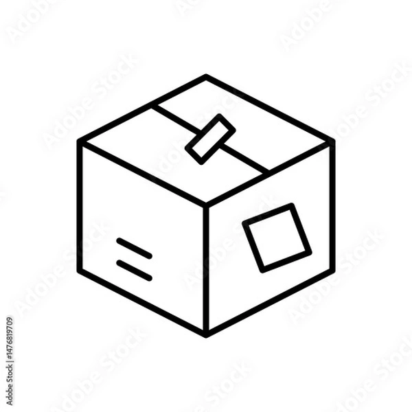 Fototapeta Cardboard Box Vector Line Icon Design