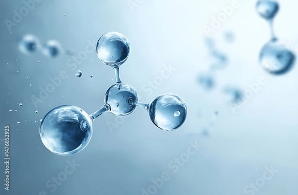 Obraz Microscopic Water Molecule Structure Pure Aqua Science Research Abstract Background