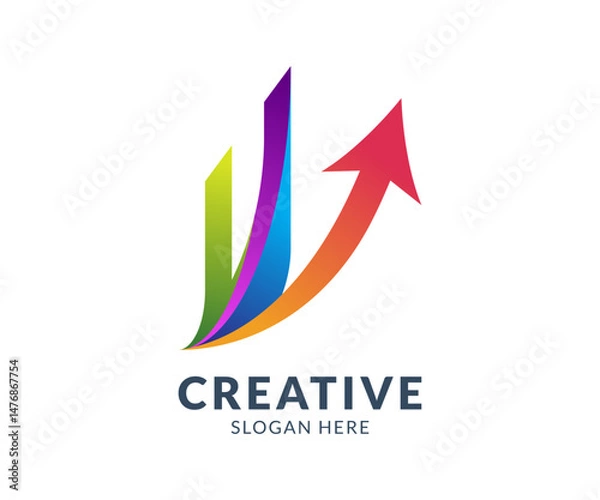 Obraz Creative Growth Arrow Logo for Business. Colorful abstract finance growth logo icon vector template design.