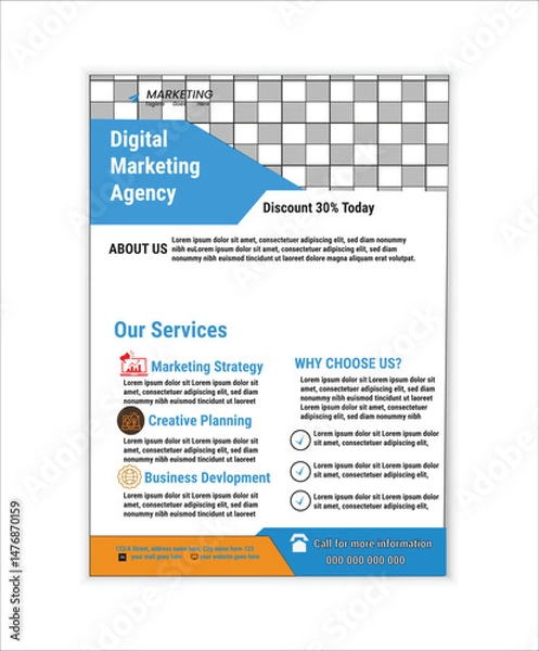 Fototapeta "Modern Corporate Business Flyer Template – A4 Size, Clean & Professional Design for Company Promotion"