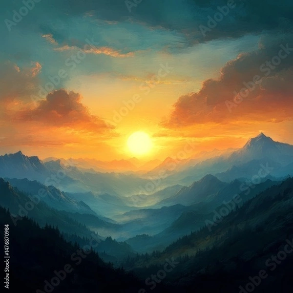 Obraz Mesmerizing sky over mountains