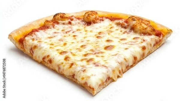 Fototapeta A delicious slice of pizza with cheese stretching