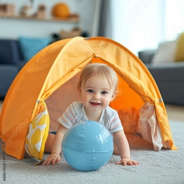 Obraz Baby's tent play with ocean balls