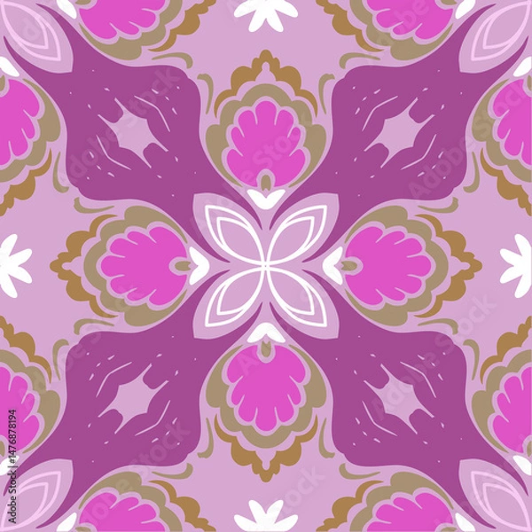 Obraz Vintage Purple Floral Damask Seamless Vector Pattern, Mystic Lavender Baroqoue Seamless Pattern. 
