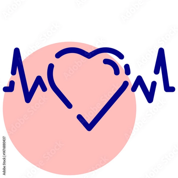 Obraz heart beat vector mixed outline icon