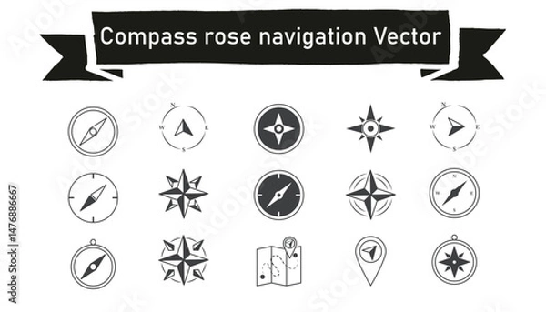 Fototapeta Compass rose navigation vector