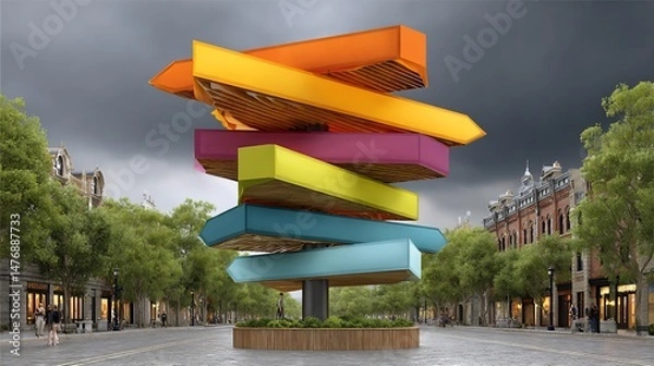 Fototapeta Colorful architectural signage structure