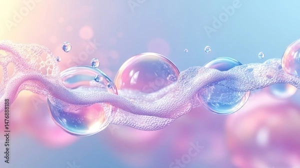 Fototapeta Bubbles and Foam on Light Pastel Background