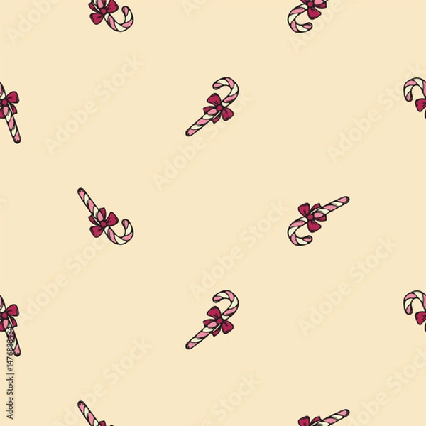 Obraz Licorice stick. Lollipop. Vector seamless pattern for wrapping paper, print, textile. Bright background with cartoon illustration
