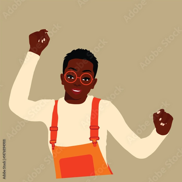 Obraz Young black woman in elegant art style vector