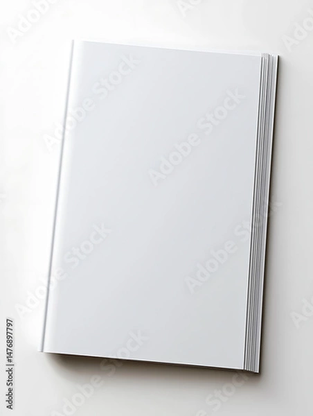 Fototapeta A pristine blank-covered book rests diagonally its thick pages suggesting a volume yet to be filled with stories or knowledge.
