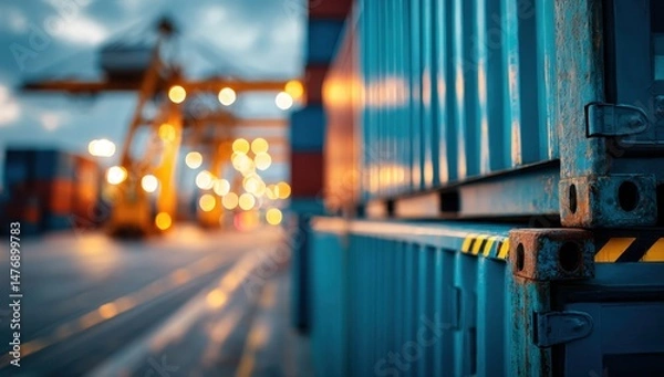 Fototapeta Shipping containers at industrial port for transportation
