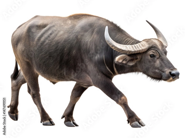 Fototapeta thai buffalo walking isolated on transparent background