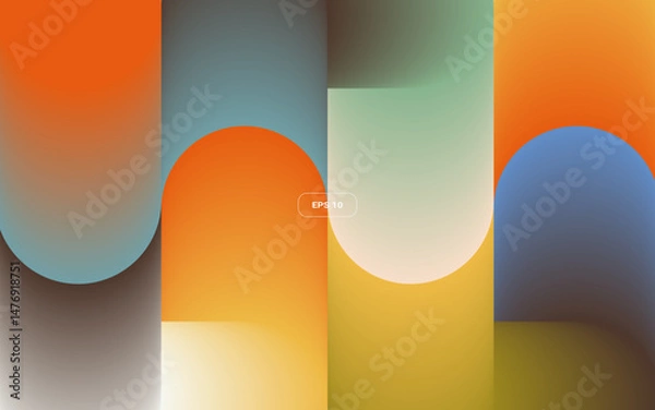 Obraz Warm & Cool Abstract Gradient Arches. Trendy vector illustration.