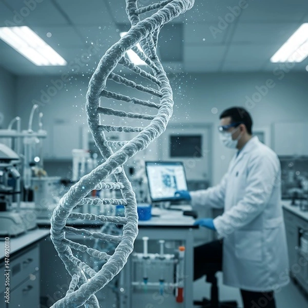 Fototapeta Decoding Life: A 3D Vision of Genetic Research